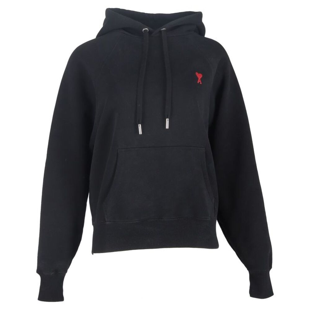 AMI Paris Ami De Coeur Hoodie in Black Cotton